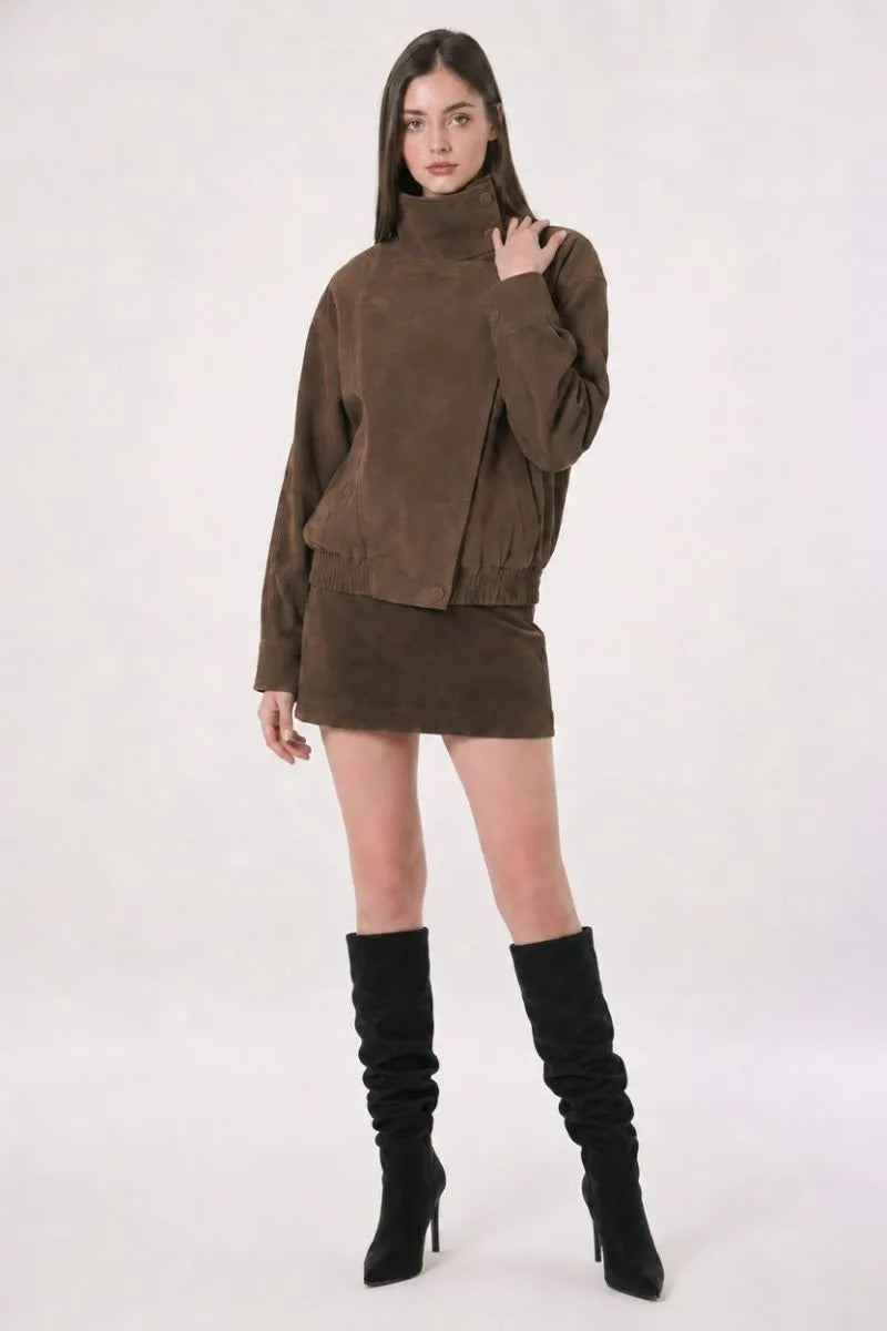 Faux Suede Motor Jacket