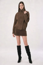Faux Suede Motor Jacket