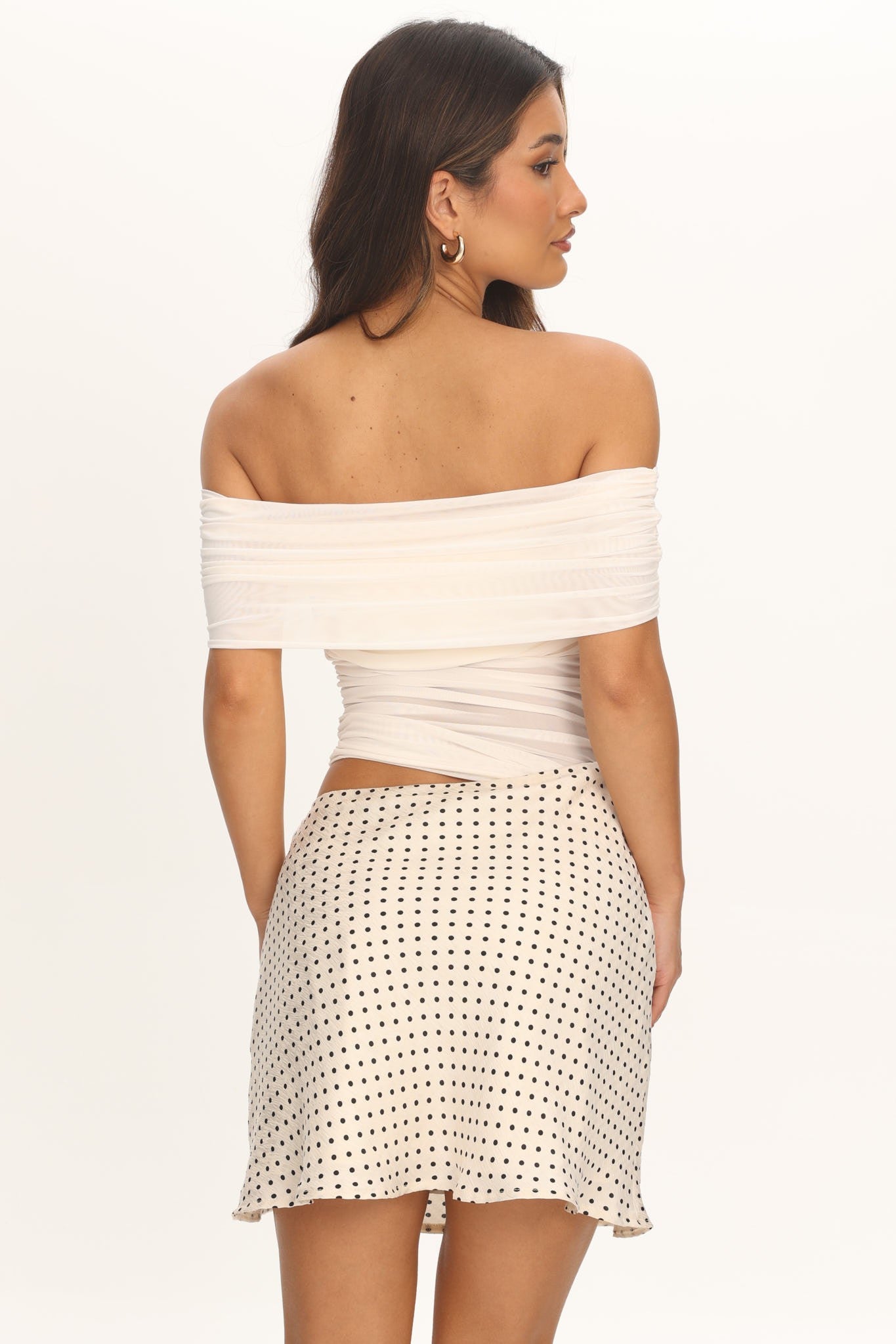 Delphine Polka Dot Mini Dress (White) Secondary image