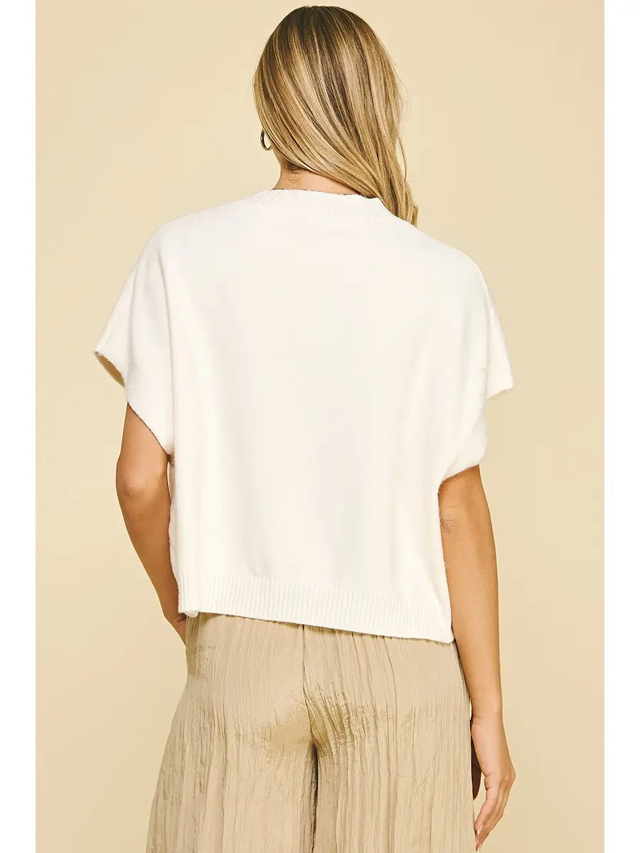 Dropped Shoulder Sweater Top (Ivory)