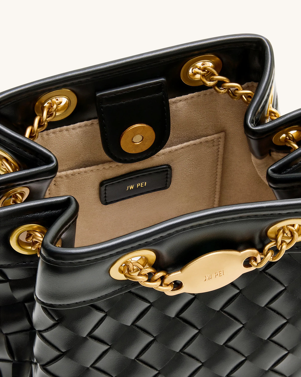 JW PEI Yara Hand-Woven Bucket Bag (Black)