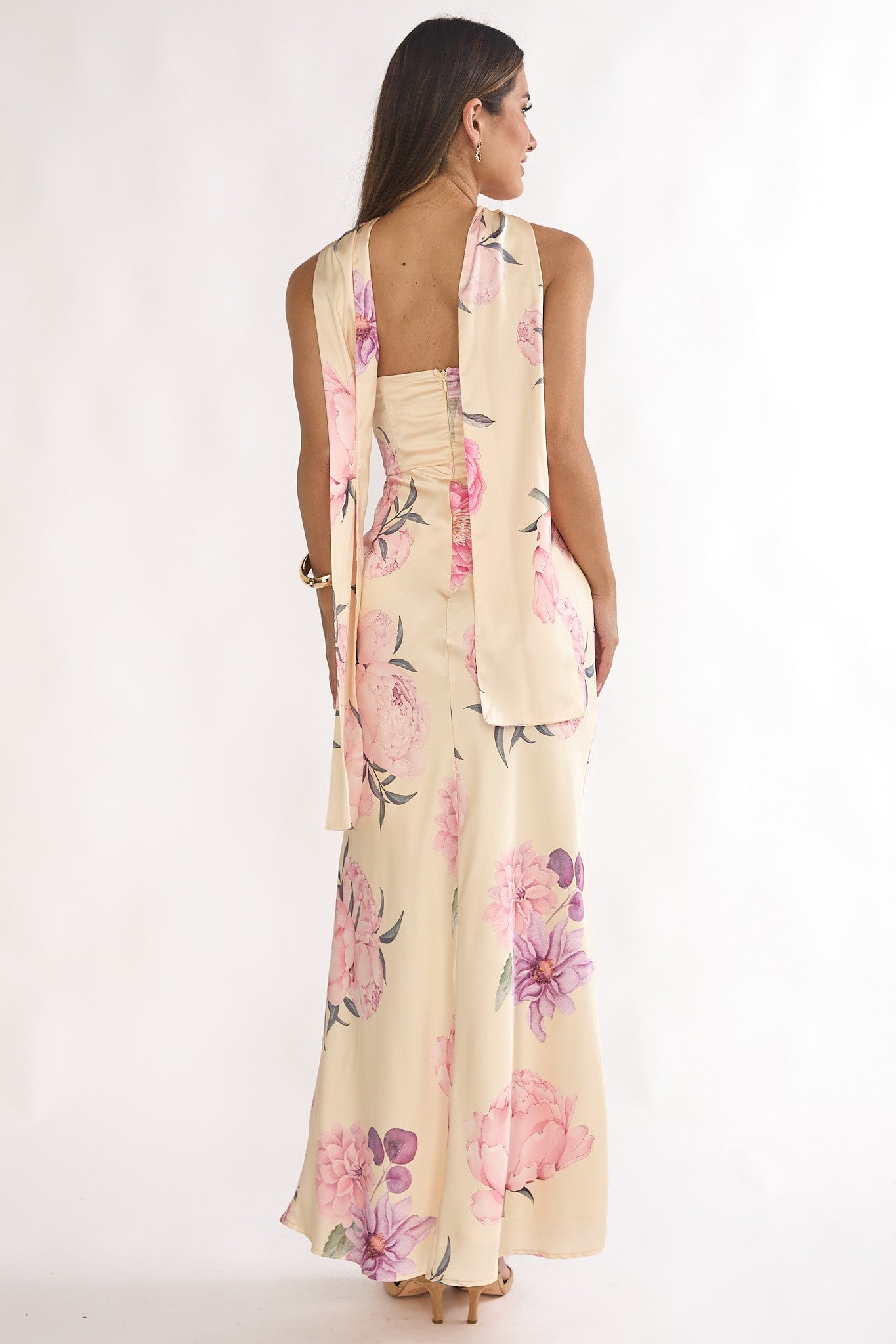 Strapless Floral Halter Maxi Dress Secondary image
