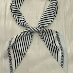 Striped Satin Silky Skinny Scarf (Black)
