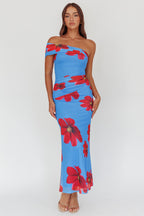 Blue Poppy One Shoulder Dress