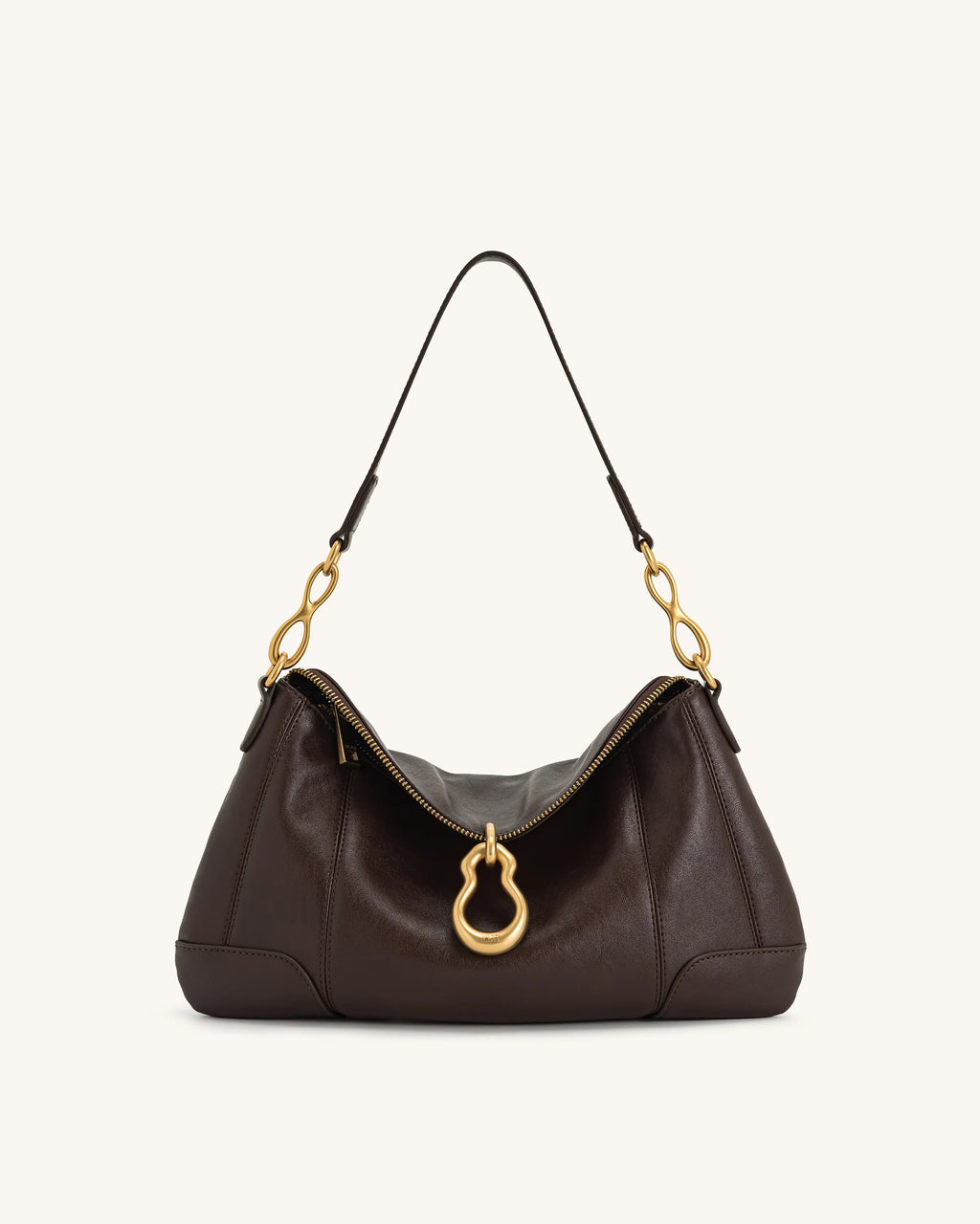 JW Pei Jayla Metal Pendant Embellished Shoulder Bag (Dark Brown)