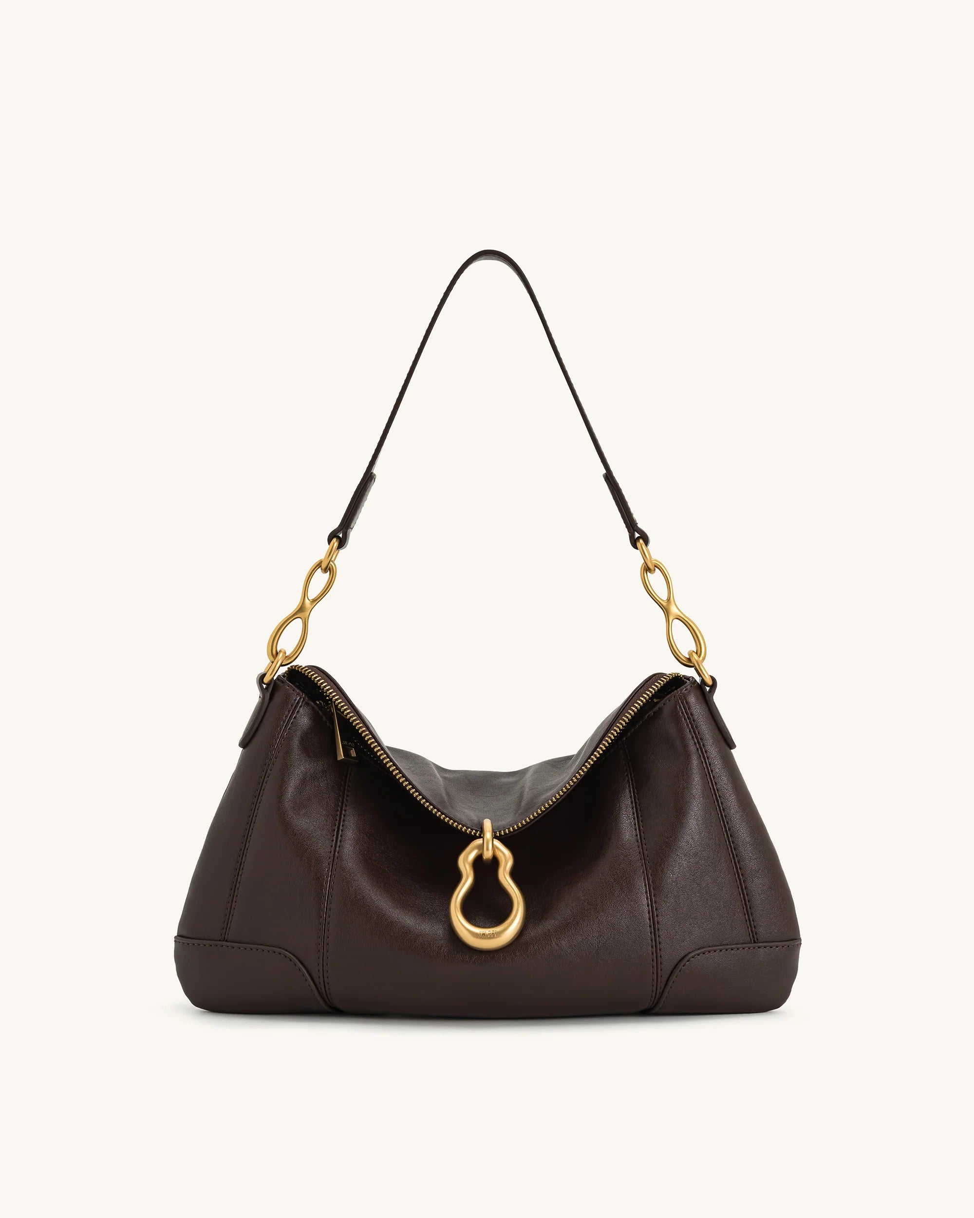 JW Pei Jayla Metal Pendant Embellished Shoulder Bag (Dark Brown) Main image