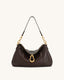 JW Pei Jayla Metal Pendant Embellished Shoulder Bag (Dark Brown)