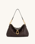 JW PEI Jayla Metal Pendant Embellished Shoulder Bag - Dark Brown