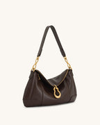 JW PEI Jayla Metal Pendant Embellished Shoulder Bag - Dark Brown