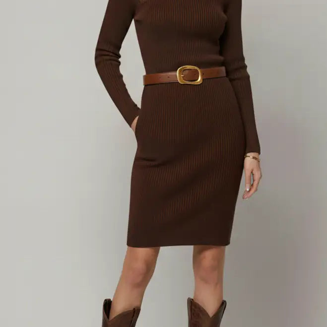 Olivia Stitched Clean Leather Belt (Cognac)