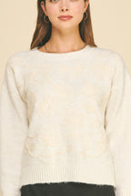 Embroidered Floral Knit Sweater