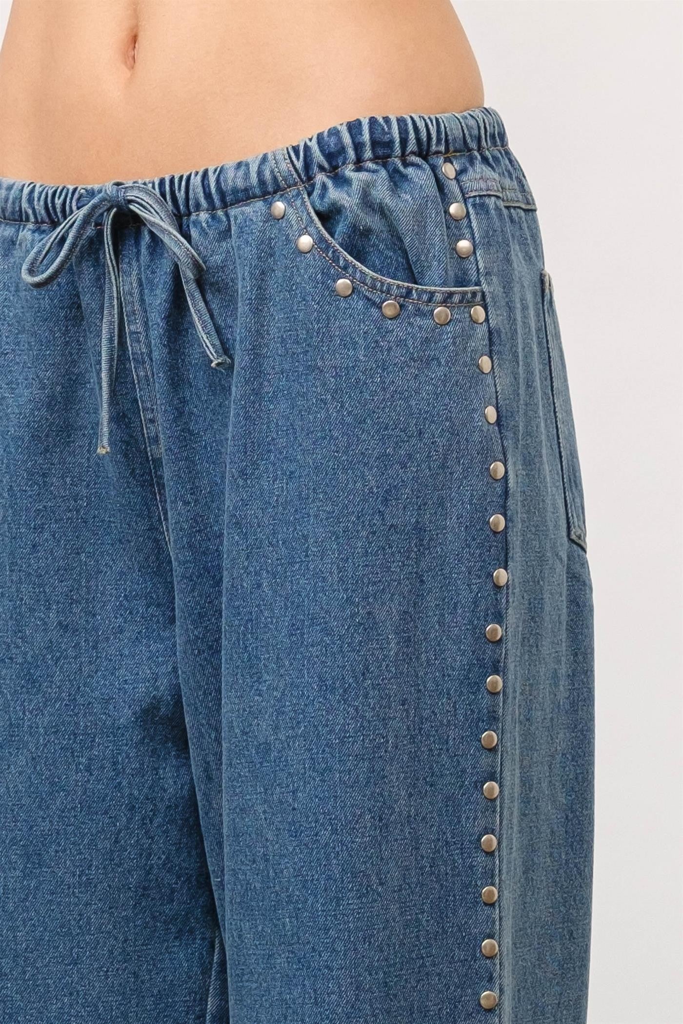 Marlowe Studded Denim Pants (Denim)