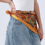 Retro Paisley Silk Scarf (Mustard)