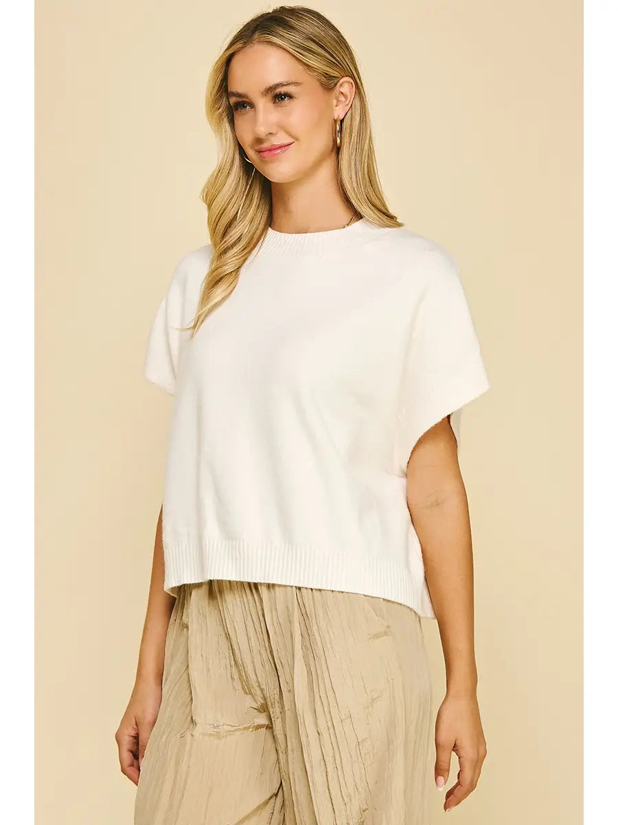 Dropped Shoulder Sweater Top (Ivory)
