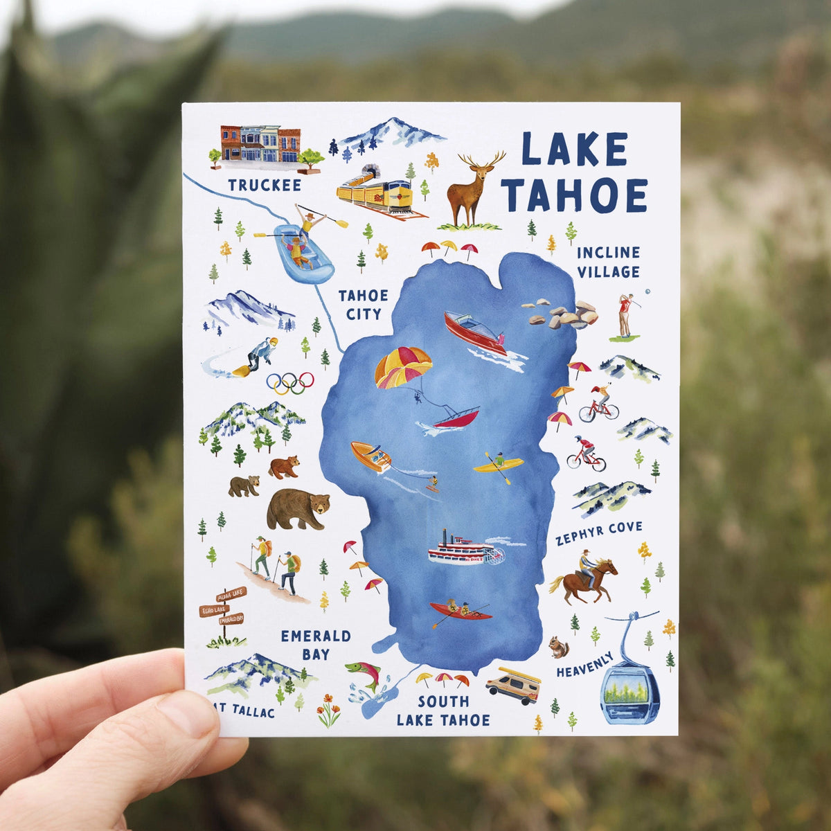 Lake Tahoe Map Greeting Card