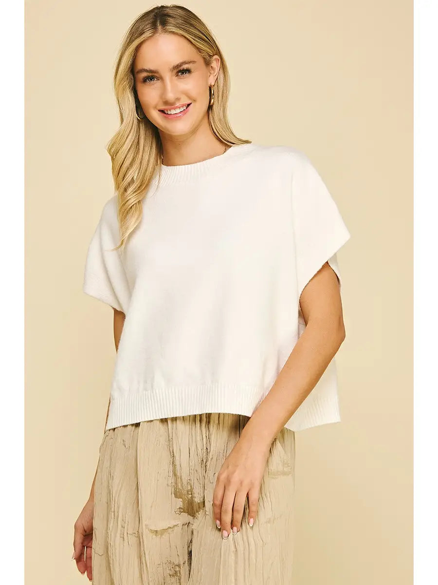 Dropped Shoulder Sweater Top (Ivory)
