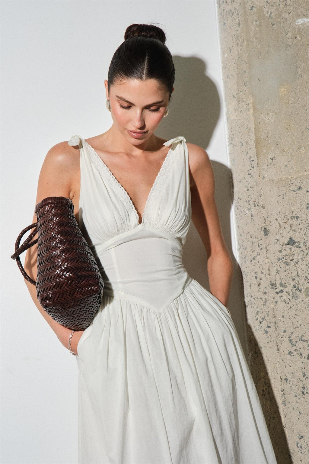 Biarritz Cotton Poplin Corset Waist Maxi Dress