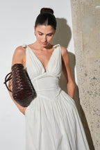 Biarritz Cotton Poplin Corset Waist Maxi Dress