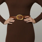 Olivia Stitched Clean Leather Belt (Cognac)