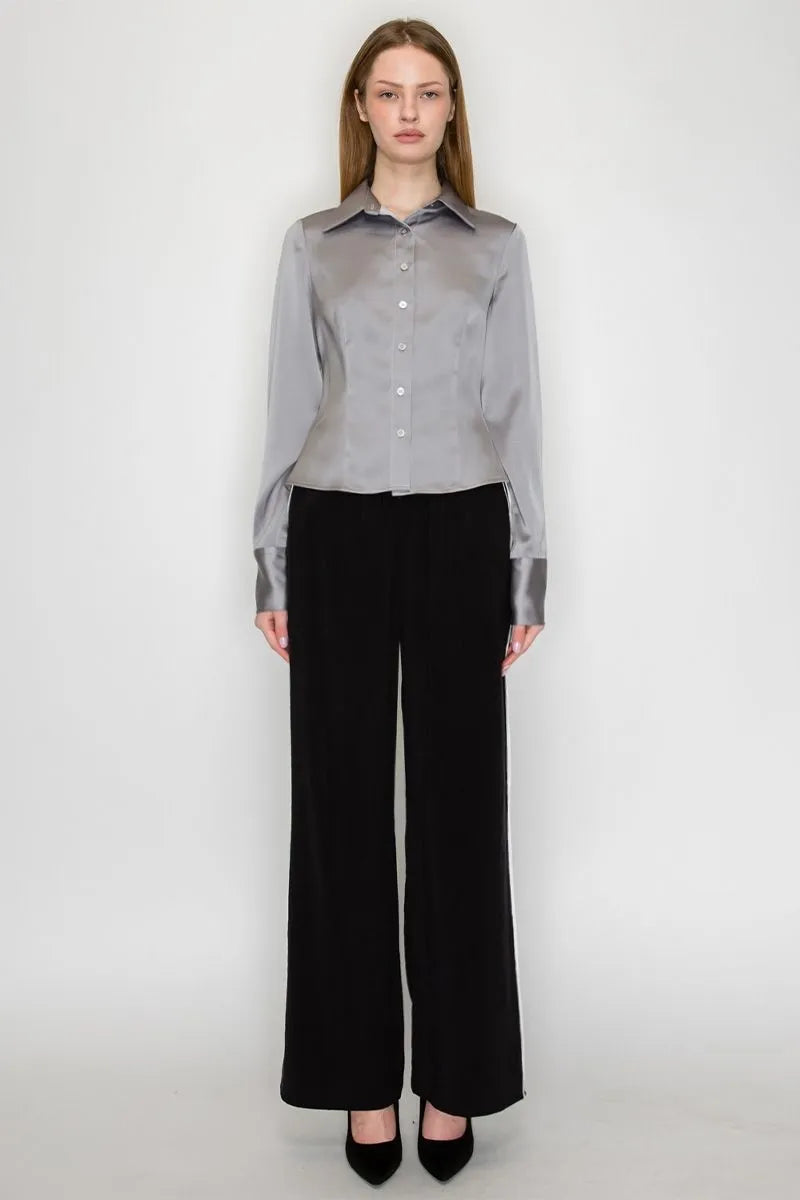 Contrast Piped Trim Detail Pants