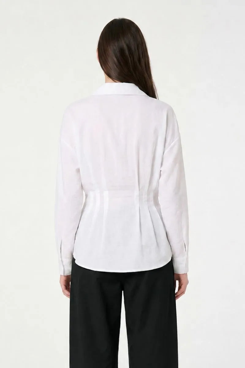 Pleated Waist Long Sleeve Shirt