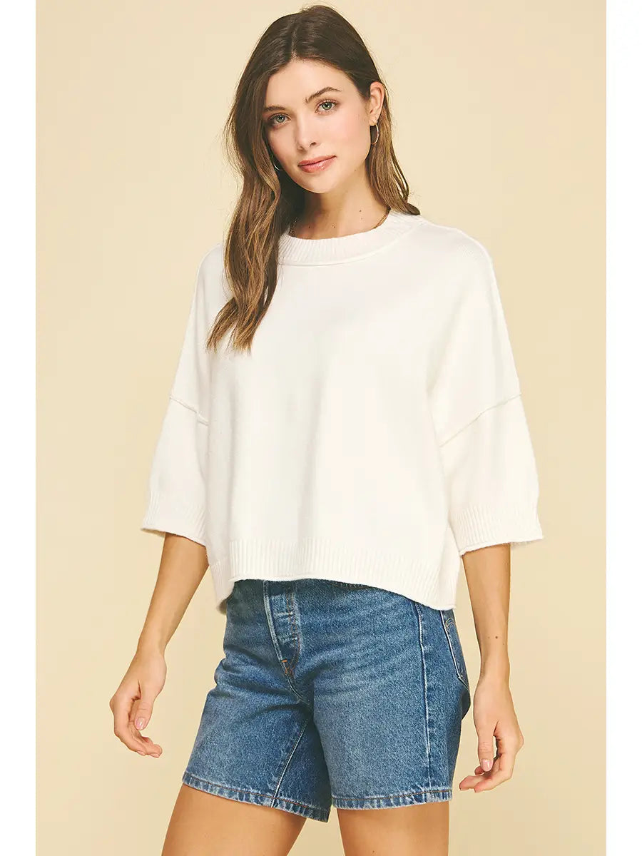 Soft Knit Short Sleeve Sweater Top