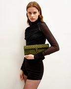 JW PEI Zaria Woven Clutch (Dark Olive)