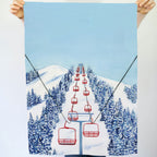 Ski Chairlift Tea Towel