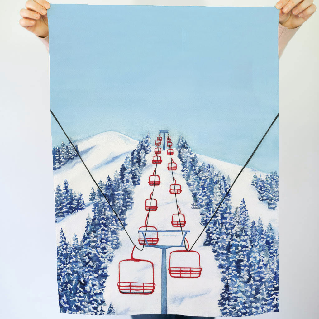 Ski Chairlift Tea Towel