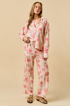 Erika Floral Print Button Down Shirt Pant Set