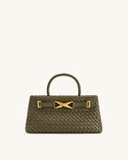 JW Pei Elora Woven Tote Bag (Dark Olive)