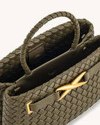JW Pei Elora Woven Tote Bag (Dark Olive)
