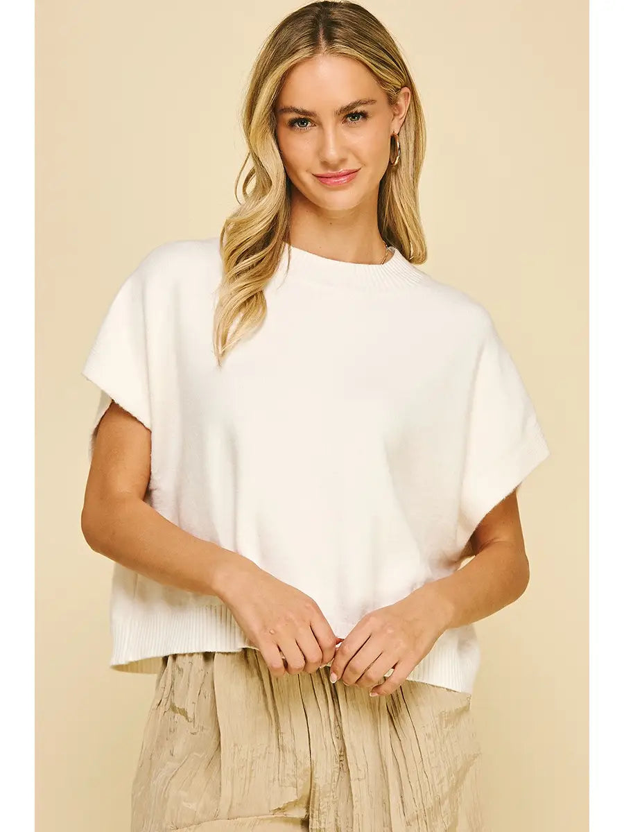 Dropped Shoulder Sweater Top (Ivory)