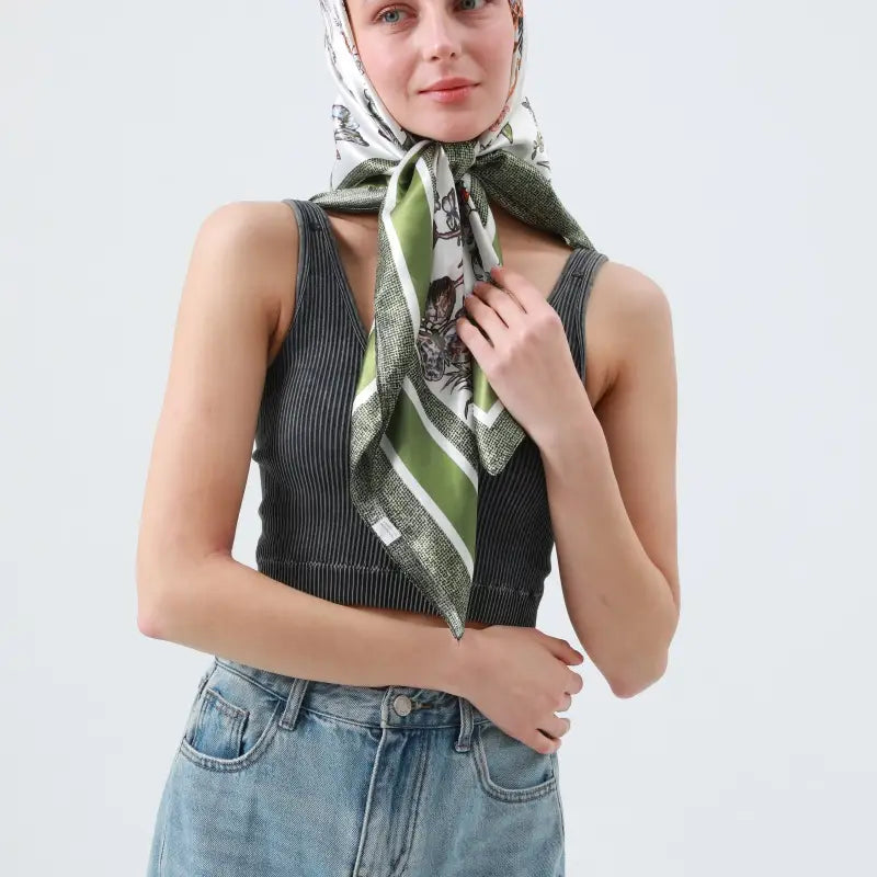 Silk-Touch Butterfly Scarf (Green) Main image