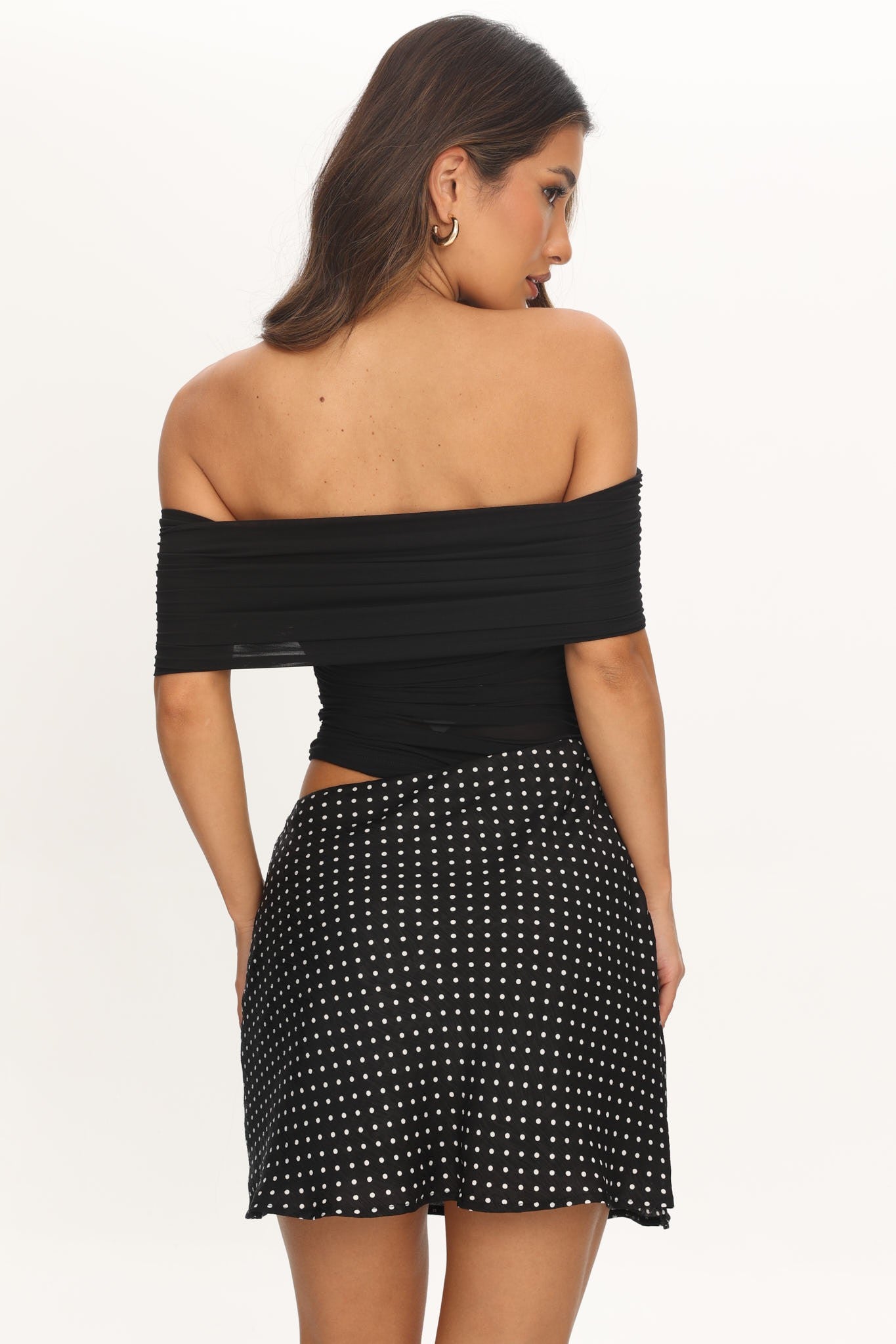 Delphine Polka Dot Mini Dress (Black) Secondary image