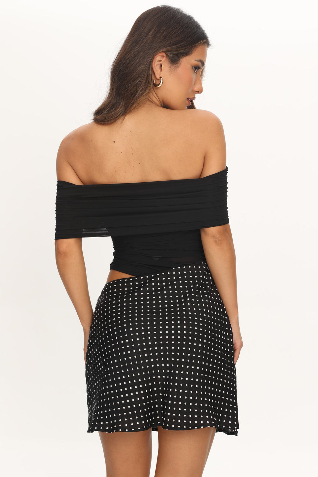 Delphine Polka Dot Mini Dress (Black)
