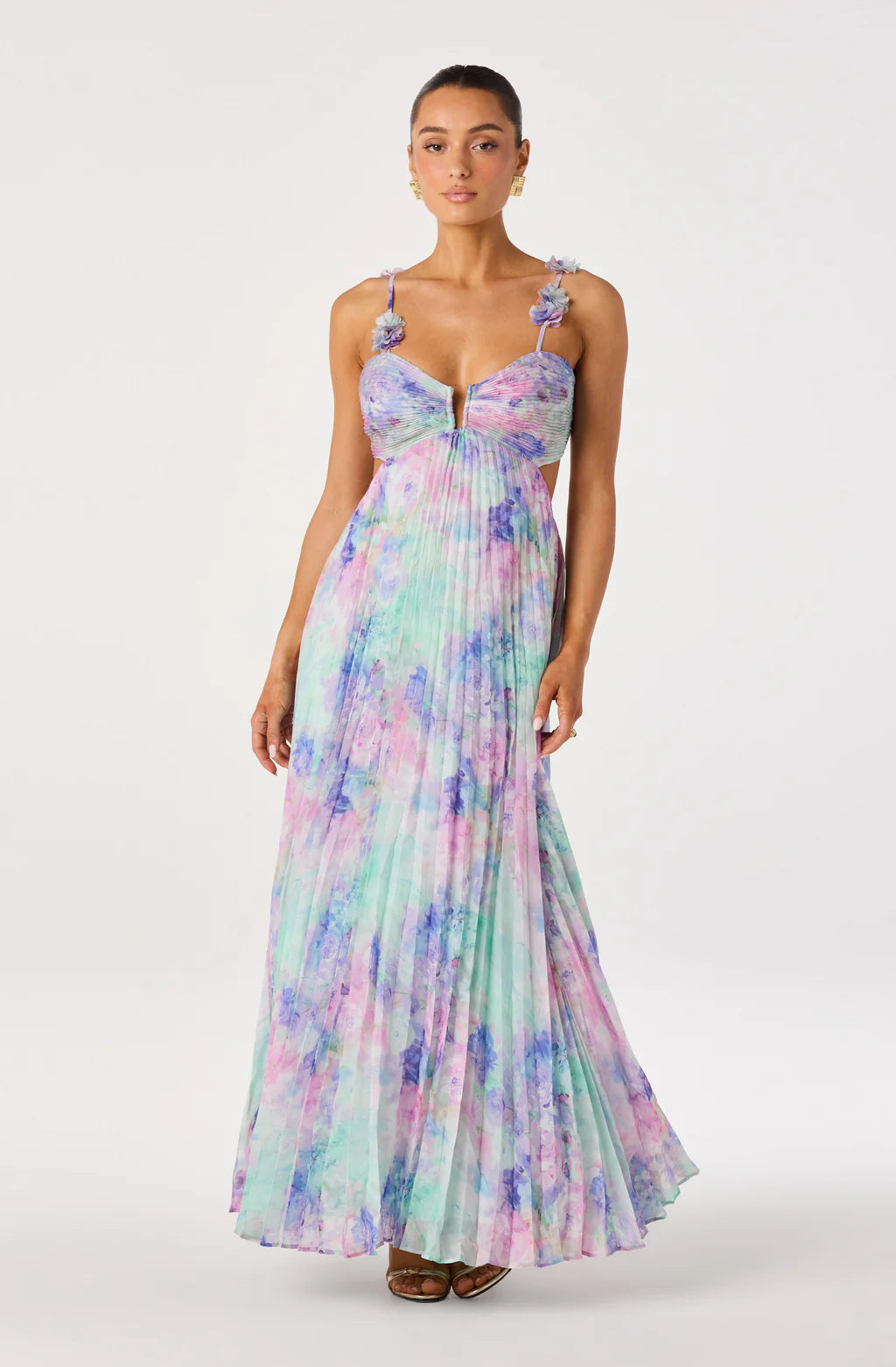 ASTR The Label Emese Floral Cutout Maxi Dress