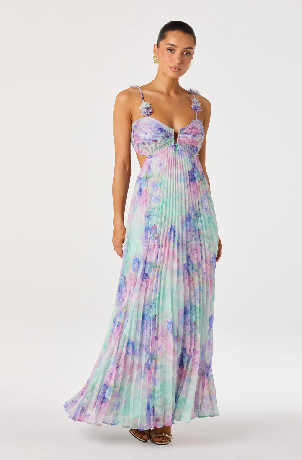 ASTR The Label Emese Floral Cutout Maxi Dress