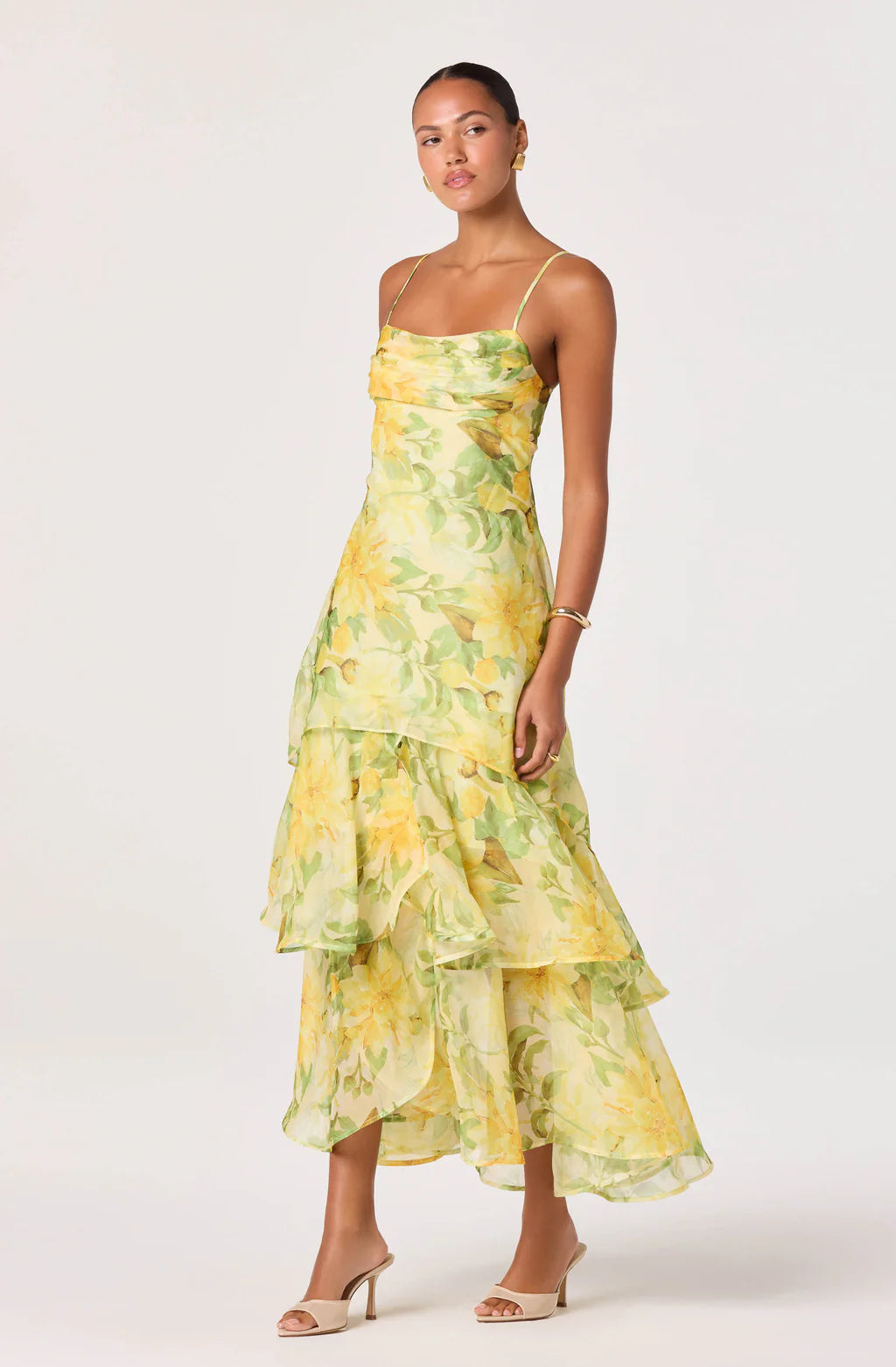 ASTR The Label Alison Floral Tiered Drop Waist Maxi Dress Secondary image