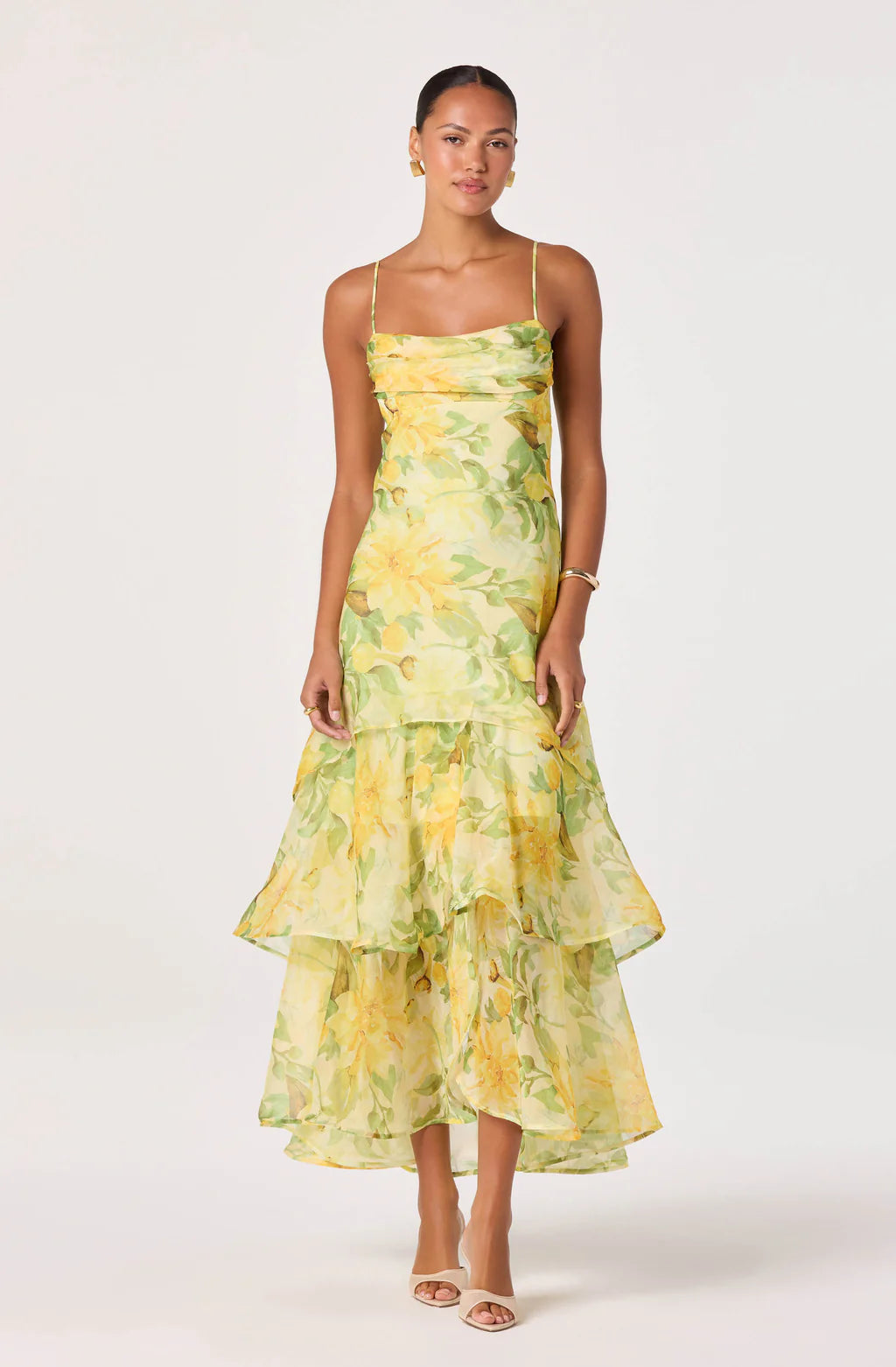 ASTR The Label Alison Floral Tiered Drop Waist Maxi Dress
