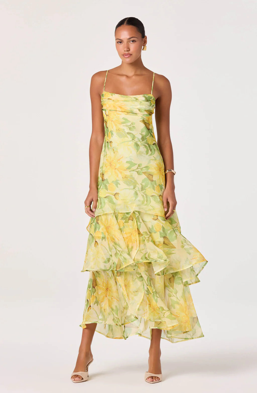 ASTR The Label Alison Floral Tiered Drop Waist Maxi Dress