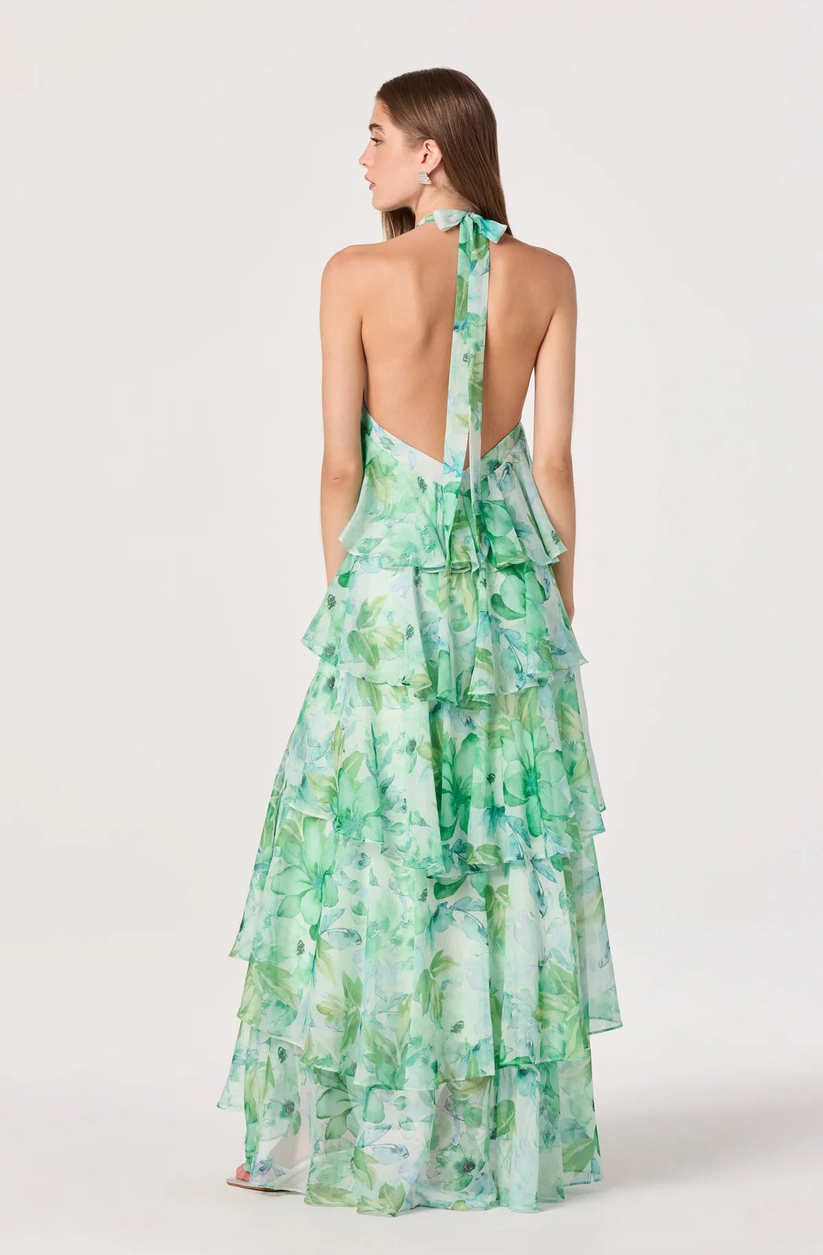 ASTR The Label Daiga Floral Halter Tiered Dress