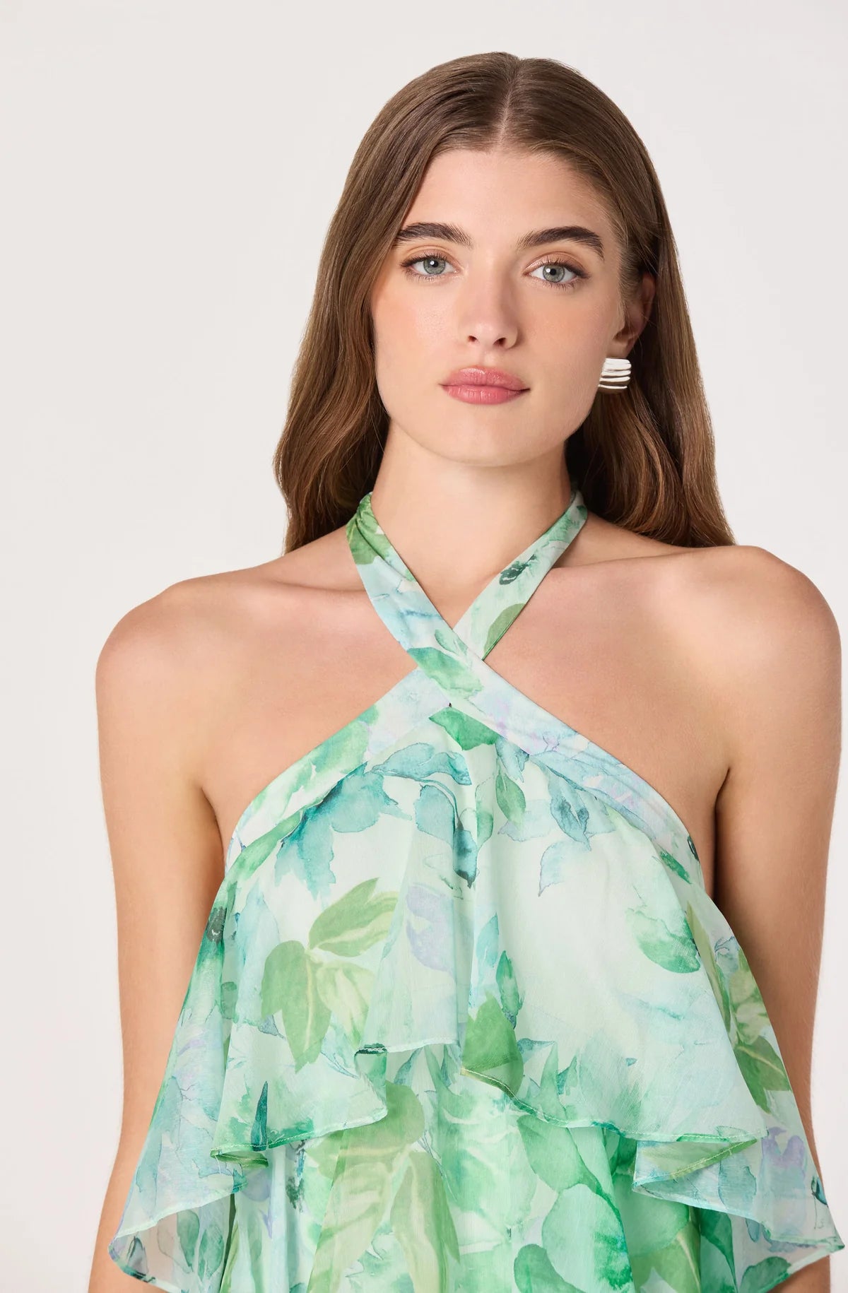 ASTR The Label Daiga Floral Halter Tiered Dress