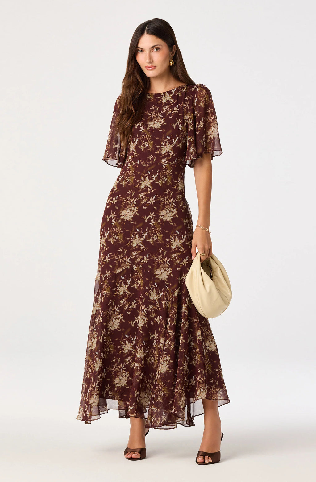 ASTR The Label Aria Floral Butterfly Sleeve Maxi Dress