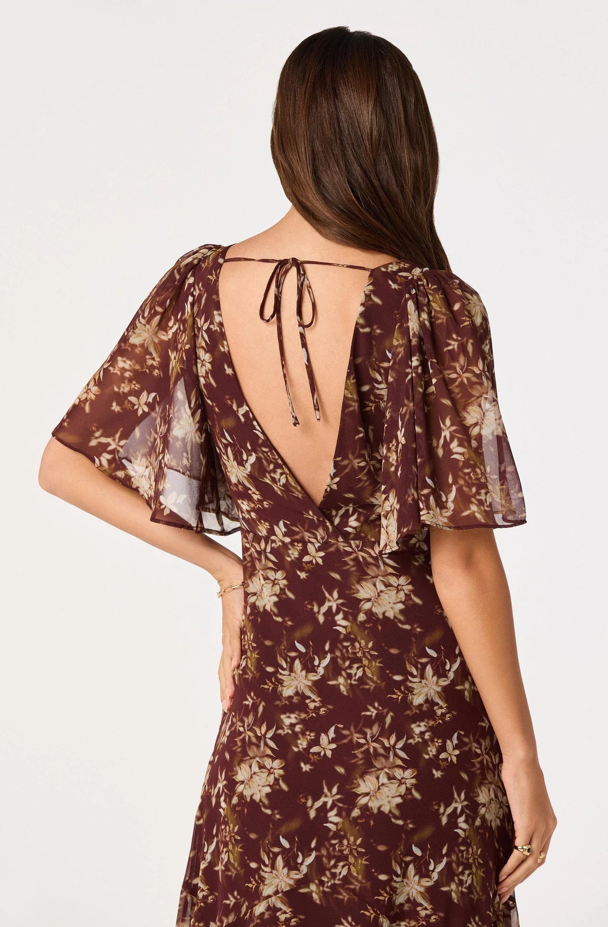 ASTR The Label Aria Floral Butterfly Sleeve Maxi Dress