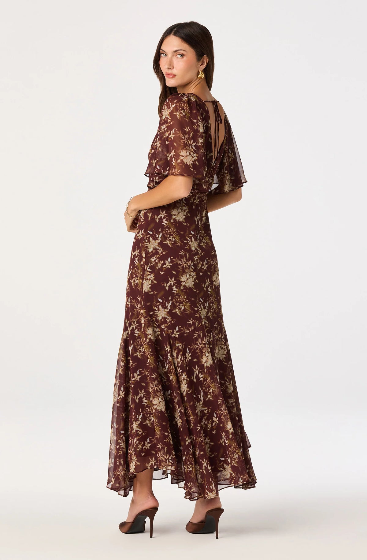 ASTR The Label Aria Floral Butterfly Sleeve Maxi Dress