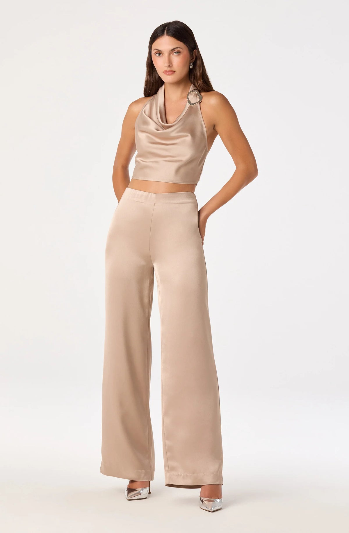 ASTR The Label Ivana Satin Wide Leg Pants
