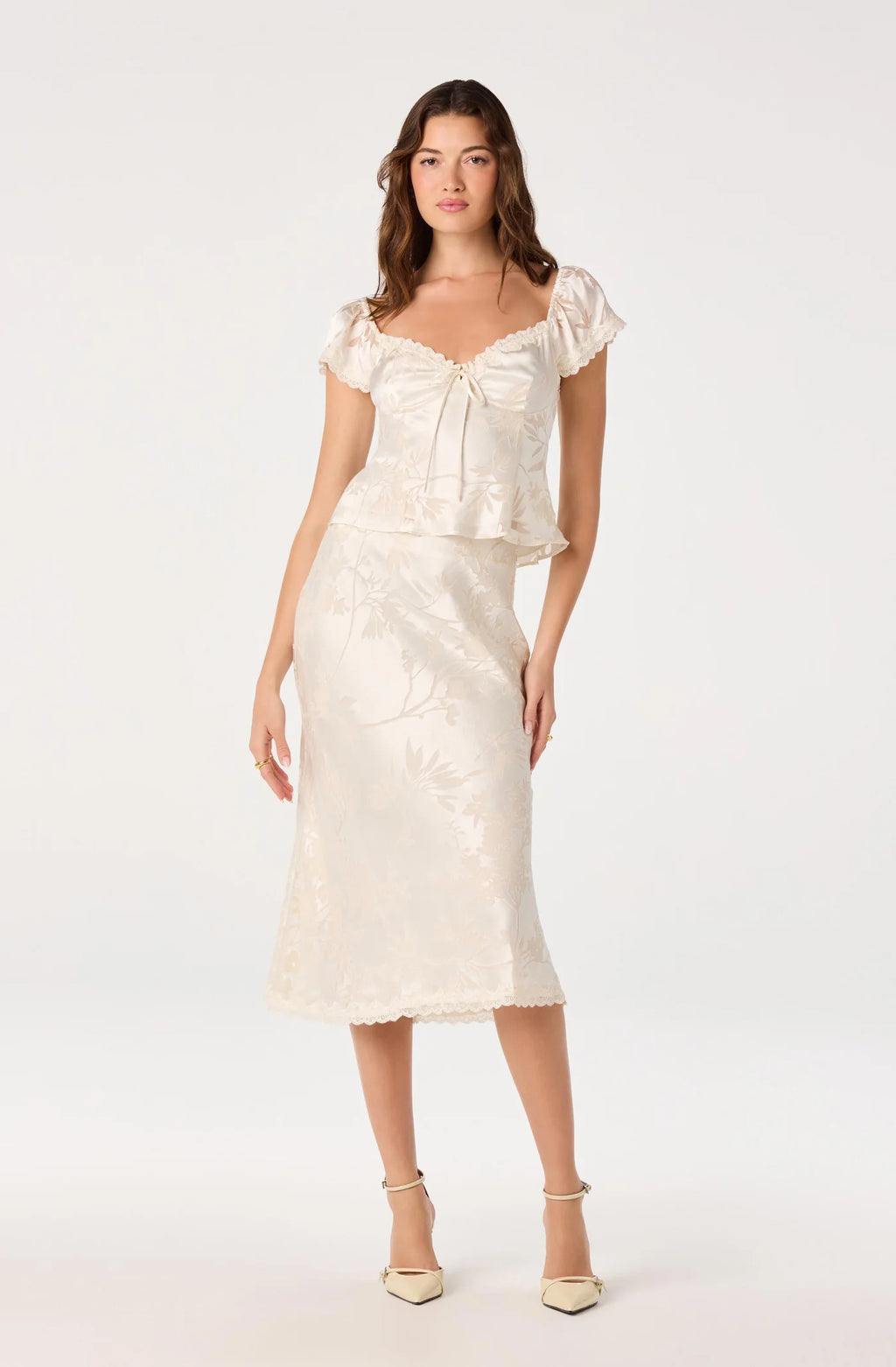 ASTR The Label Vanessa Floral Cap Sleeve Top (Cream)