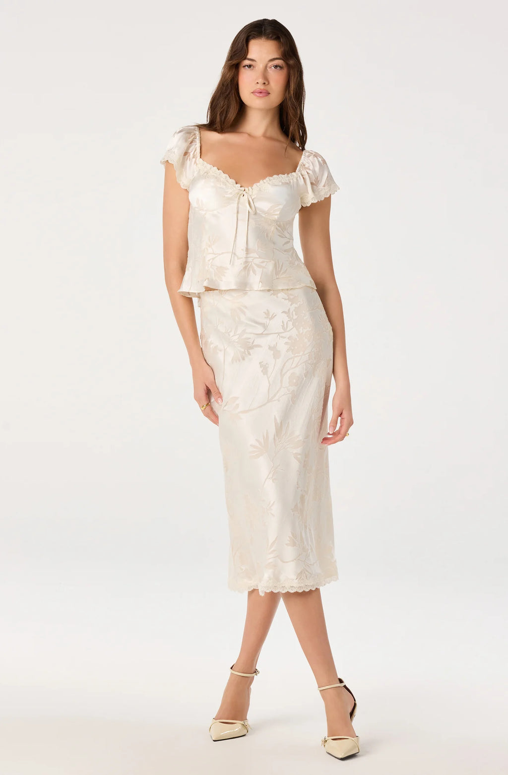 ASTR The Label Vanessa Floral Cap Sleeve Top (Cream)