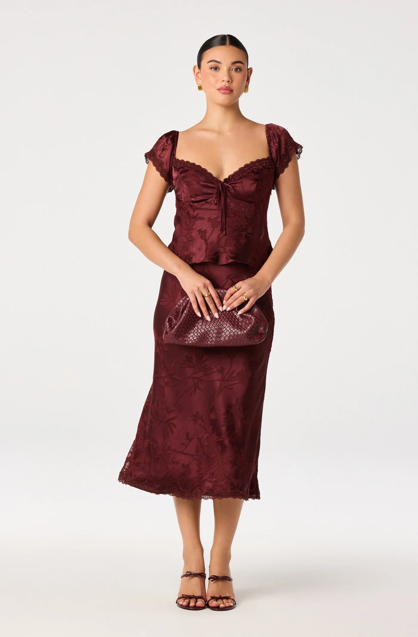 ASTR The Label Vanessa Floral Cap Sleeve Top (Mulberry) Secondary image